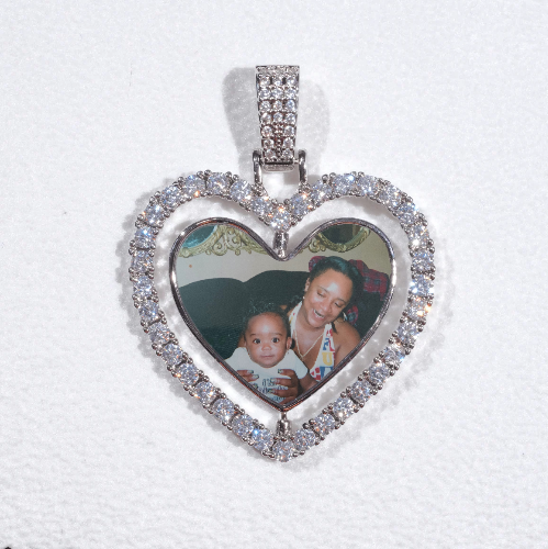 3D Spinning 2-Faced Heart Custom Picture Pendant