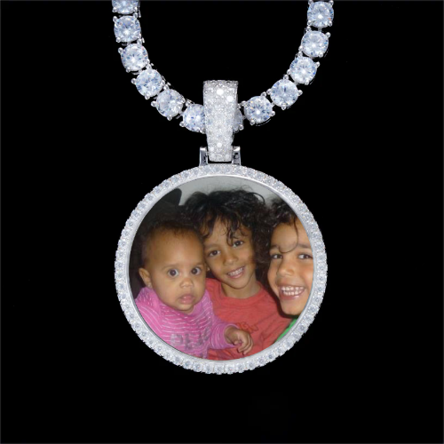 925S & VVS Moissanite 3D Circle Custom Picture Pendant