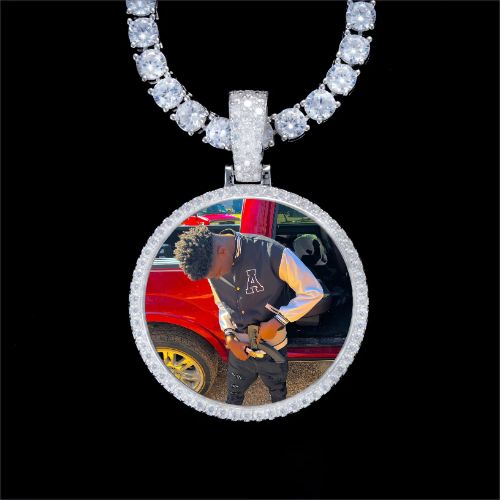 925S & VVS Moissanite 3D Circle Custom Picture Pendant