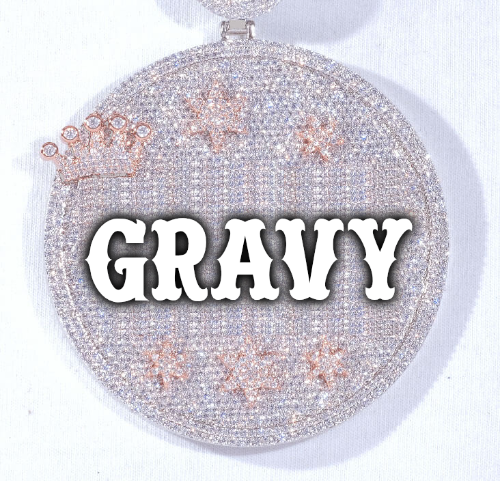 CUSTOM LETTER NECKLACE 3D BIG CROWN DISC
