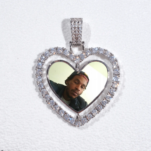 3D Spinning 2-Faced Heart Custom Picture Pendant