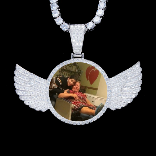 925S & VVS Moissanite 3D Wing Custom Picture Pendant