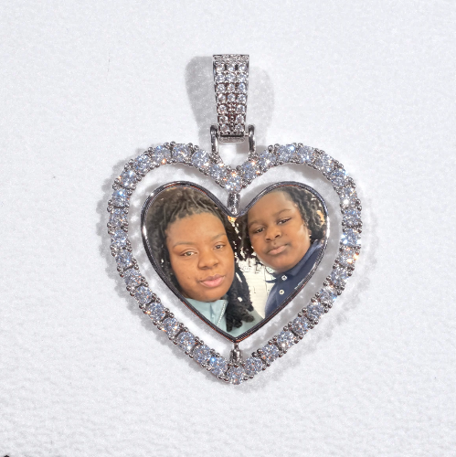 3D Spinning 2-Faced Heart Custom Picture Pendant