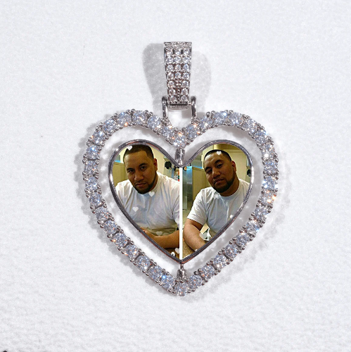 3D Spinning 2-Faced Heart Custom Picture Pendant