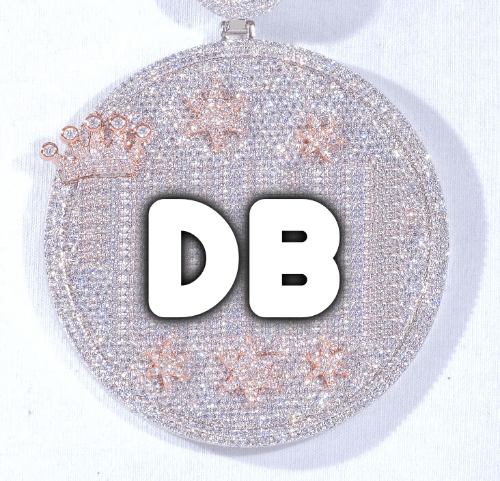 CUSTOM LETTER NECKLACE 3D BIG CROWN DISC