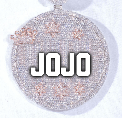 CUSTOM LETTER NECKLACE 3D BIG CROWN DISC