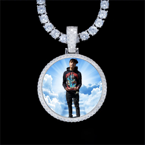925S & VVS Moissanite 3D Circle Custom Picture Pendant