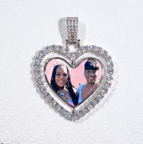 3D Spinning 2-Faced Heart Custom Picture Pendant