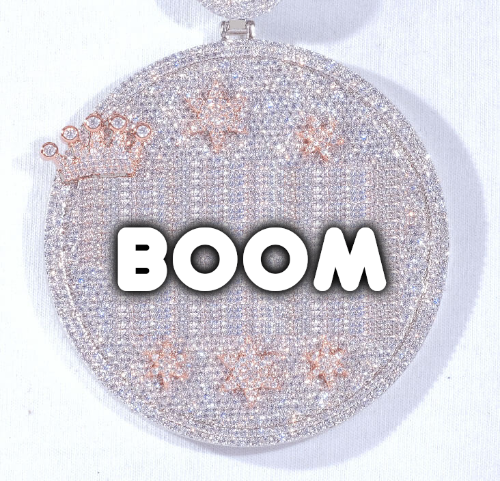 CUSTOM LETTER NECKLACE 3D BIG CROWN DISC