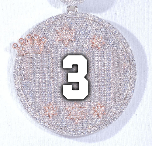 CUSTOM LETTER NECKLACE 3D BIG CROWN DISC