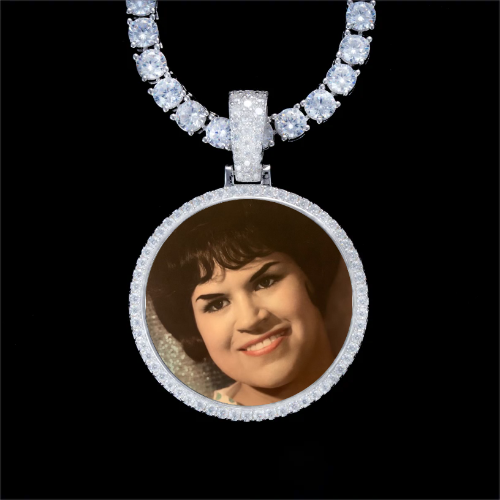 925S & VVS Moissanite 3D Circle Custom Picture Pendant