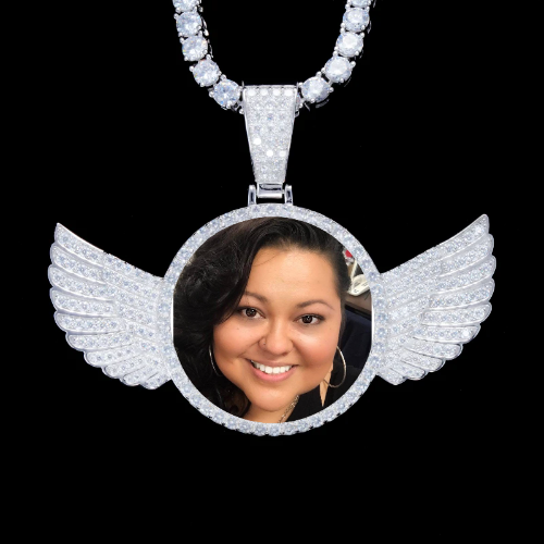 925S & VVS Moissanite 3D Wing Custom Picture Pendant