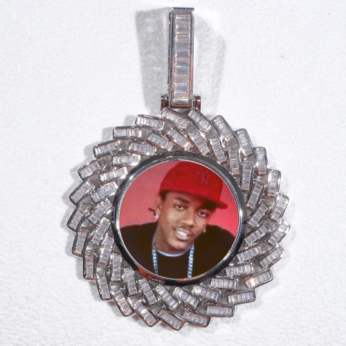 Large 3D Baguette Custom Picture Pendant