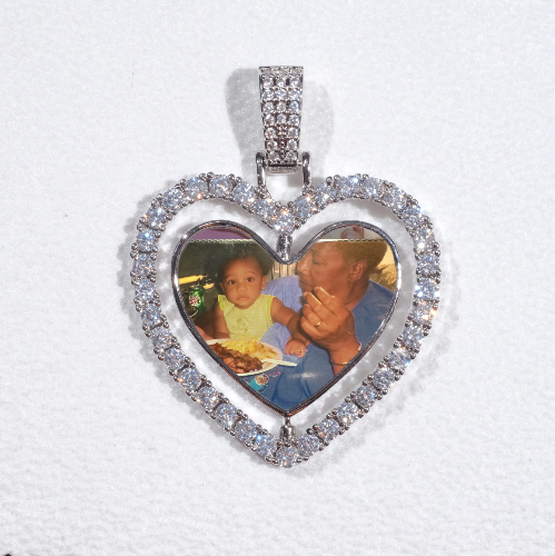 3D Spinning 2-Faced Heart Custom Picture Pendant
