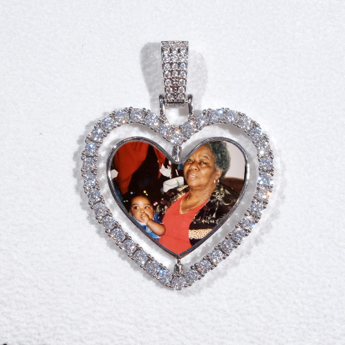 3D Spinning 2-Faced Heart Custom Picture Pendant