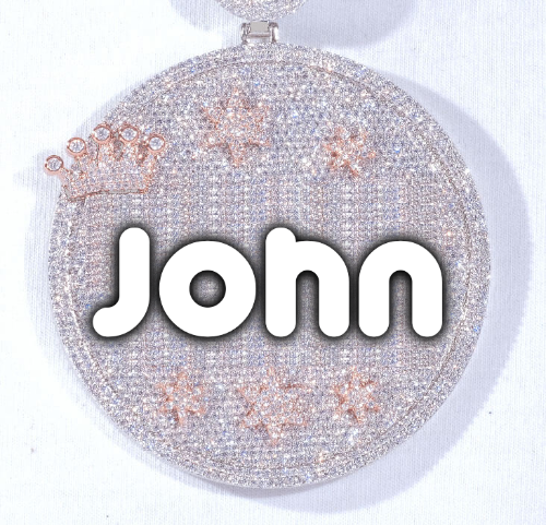 CUSTOM LETTER NECKLACE 3D BIG CROWN DISC