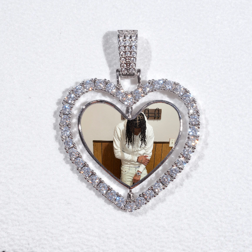 3D Spinning 2-Faced Heart Custom Picture Pendant