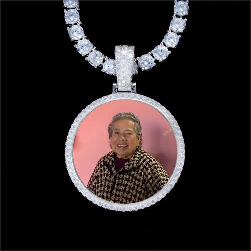 925S & VVS Moissanite 3D Circle Custom Picture Pendant