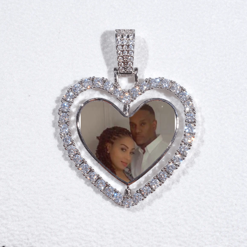 3D Spinning 2-Faced Heart Custom Picture Pendant