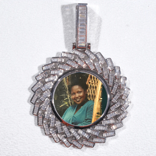 Large 3D Baguette Custom Picture Pendant