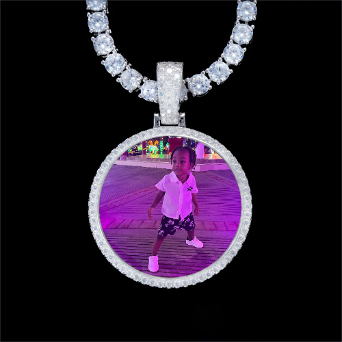 925S & VVS Moissanite 3D Circle Custom Picture Pendant