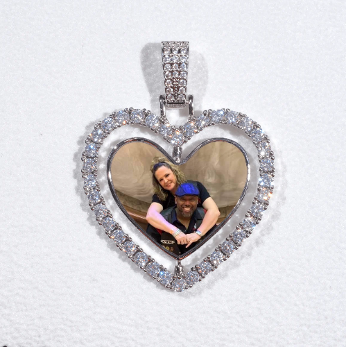 3D Spinning 2-Faced Heart Custom Picture Pendant