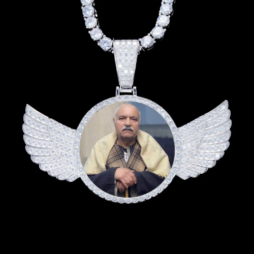 925S & VVS Moissanite 3D Wing Custom Picture Pendant