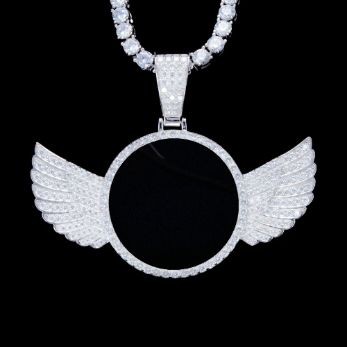 925S & VVS Moissanite 3D Wing Custom Picture Pendant
