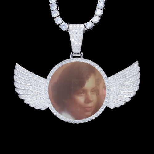 925S & VVS Moissanite 3D Wing Custom Picture Pendant