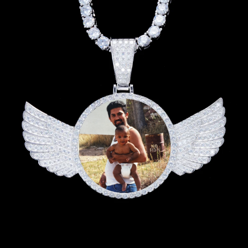 925S & VVS Moissanite 3D Wing Custom Picture Pendant