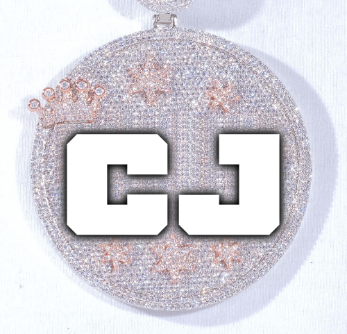 CUSTOM LETTER NECKLACE 3D BIG CROWN DISC