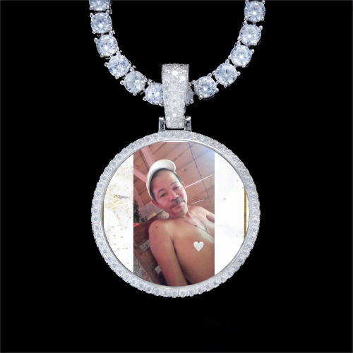 925S & VVS Moissanite 3D Circle Custom Picture Pendant