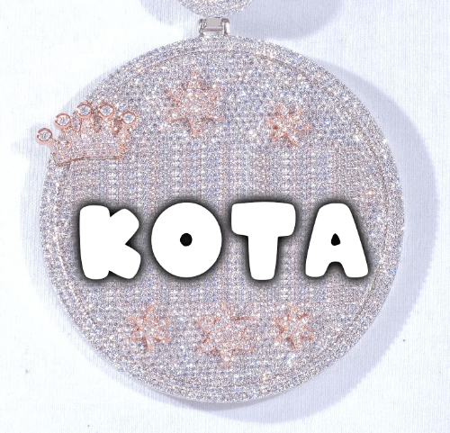 CUSTOM LETTER NECKLACE 3D BIG CROWN DISC