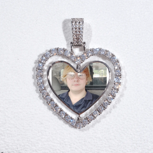3D Spinning 2-Faced Heart Custom Picture Pendant