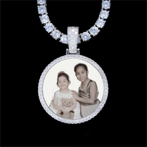 925S & VVS Moissanite 3D Circle Custom Picture Pendant