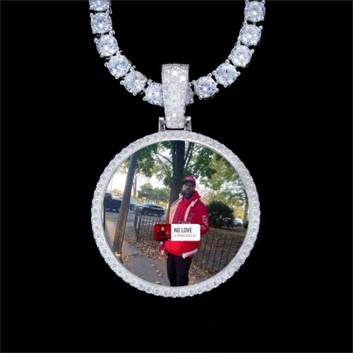 925S & VVS Moissanite 3D Circle Custom Picture Pendant