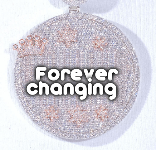 CUSTOM LETTER NECKLACE 3D BIG CROWN DISC