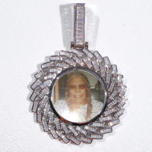 Large 3D Baguette Custom Picture Pendant