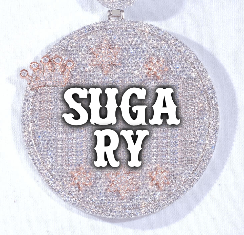 CUSTOM LETTER NECKLACE 3D BIG CROWN DISC