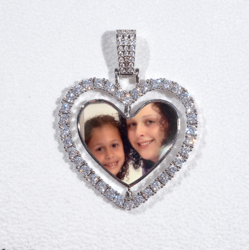 3D Spinning 2-Faced Heart Custom Picture Pendant