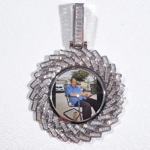 Large 3D Baguette Custom Picture Pendant