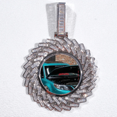 Large 3D Baguette Custom Picture Pendant