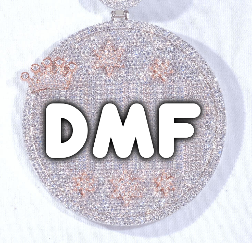 CUSTOM LETTER NECKLACE 3D BIG CROWN DISC