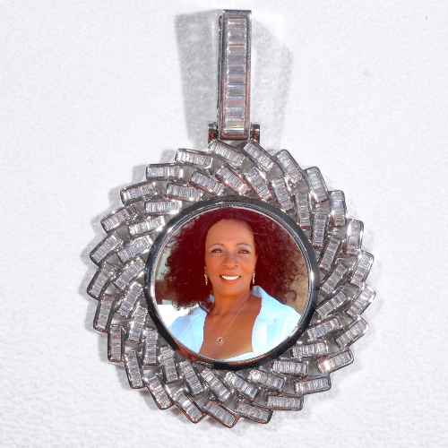 Large 3D Baguette Custom Picture Pendant