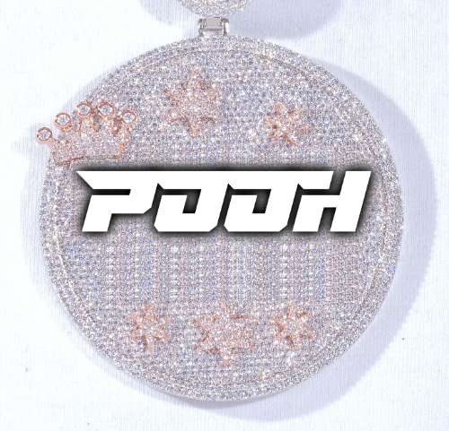CUSTOM LETTER NECKLACE 3D BIG CROWN DISC