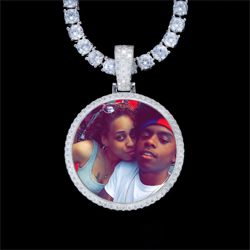 925S & VVS Moissanite 3D Circle Custom Picture Pendant