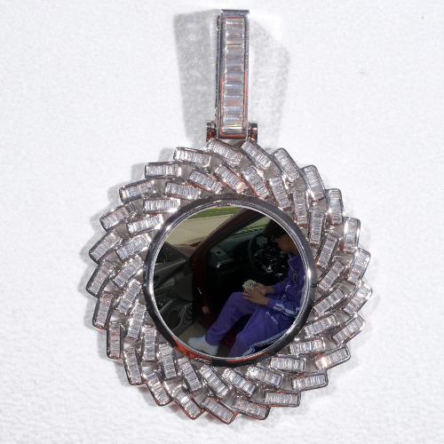 Large 3D Baguette Custom Picture Pendant