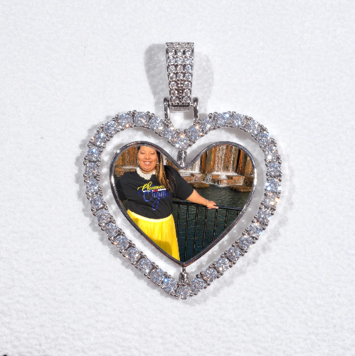 3D Spinning 2-Faced Heart Custom Picture Pendant