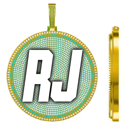 CUSTOM LETTER NECKLACE 3D BIG DISC