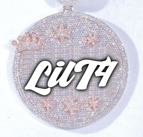 CUSTOM LETTER NECKLACE 3D BIG CROWN DISC